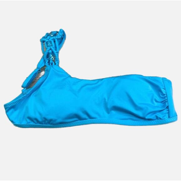 BECCA by Rebecca Virtue Single Strap Macrame Bikini TOP ONLY - BLUE - Picture 2 of 9